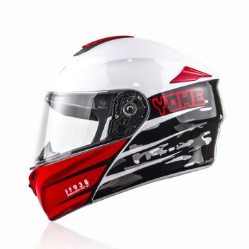 Yohe 938 Flip-Up Helmet (Gloss P.White Black Red) - M